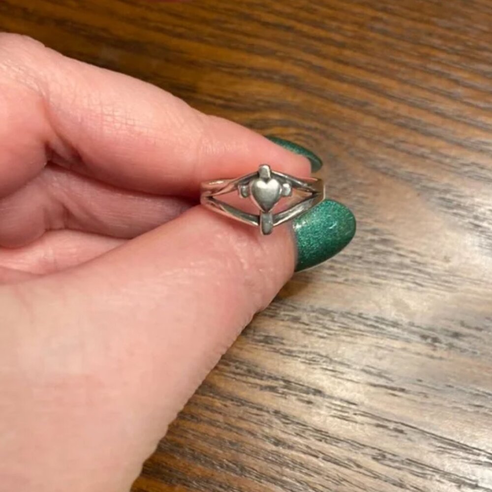 James Avery Heart Cross Silver Ring Sterling size 5.5